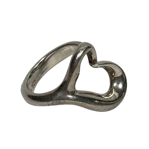 Tiffany & Co. Sterling Silver 925 Elsa Classic Peretti Open Heart Pinky Ring 4