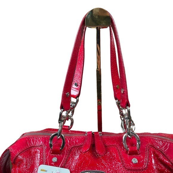 Celine Patent Leather Silver-hardware Bucket Satchel Shoulder Purse Zip Tote