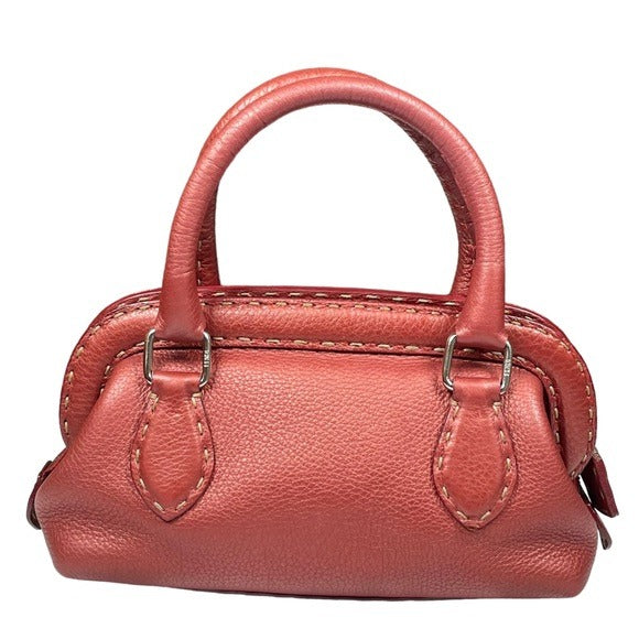 Fendi Metallic Blush Leather Mini Selleria Sterling Silver Hardware Zippy Purse