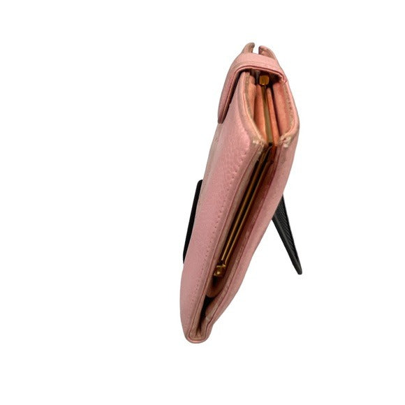 Chanel CC Caviar Pink Leather Classic Long Snap Wallet Kiss-Lock Coin Card Cash