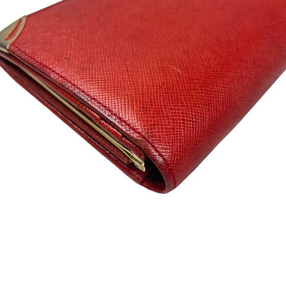 Givenchy Taiga Leather Paprika Red Long Metal Corner Flap Kiss Lock Wallet