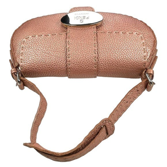 Fendi Selleria Sterling Rose Gold Metallic Baguette Shoulder Purse