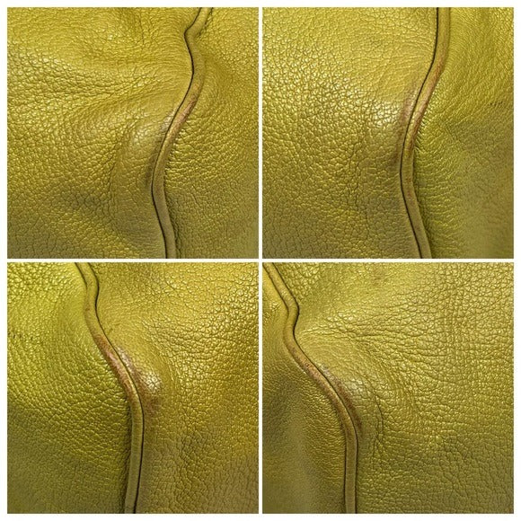 Bottega Veneta Lime Green Leather Woven Strap Boston Personal Travel Zip