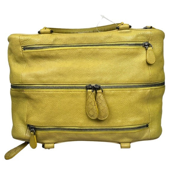 Bottega Veneta Lime Green Leather Woven Strap Boston Personal Travel Zip