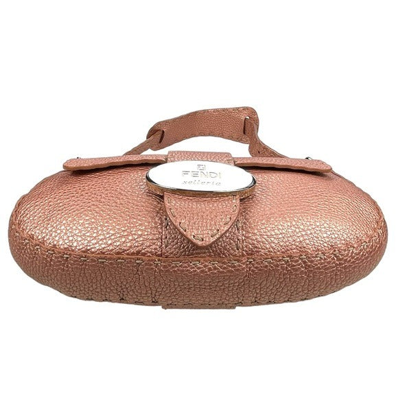 Fendi Selleria Sterling Rose Gold Metallic Baguette Shoulder Purse