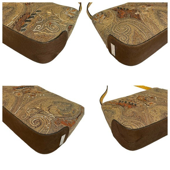 ETRO Jacquard Exotic Multi-Textile Snake, Calf-Hair, Beaded Embroidery Decal Bag