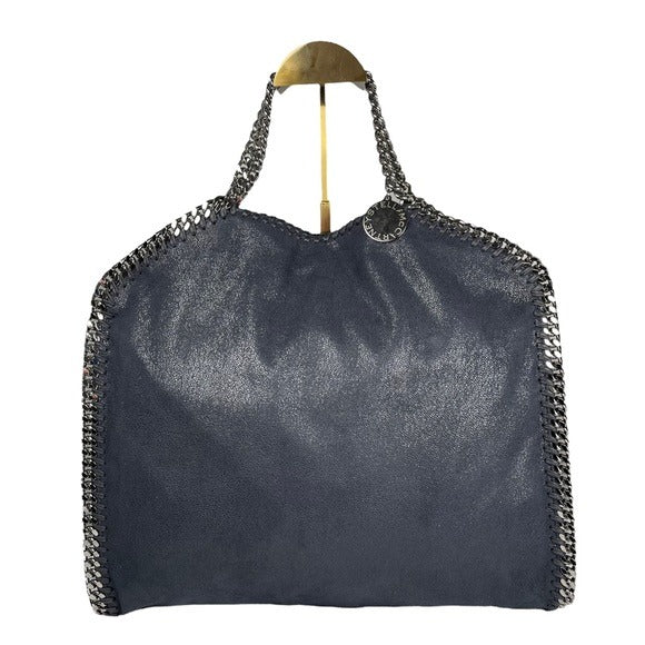 Stella McCartney Vegan Midnight Blue Metallic Chain Large Shoulder Purse Hobo