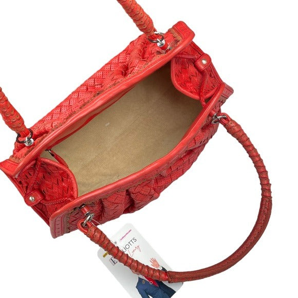 Bottega Veneta Woven Perforated Hand Bag Shoulder Leather Paprika Red Purse