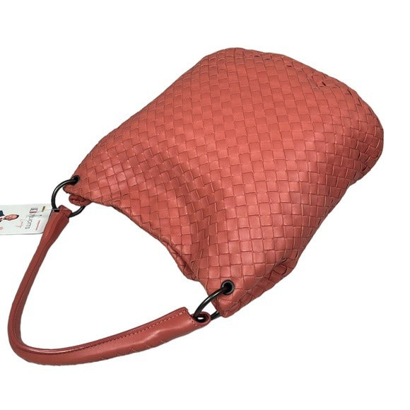 Bottega Veneta Pink π Woven Leather Bucket Hobo Style Oval Base Shoulder Purse