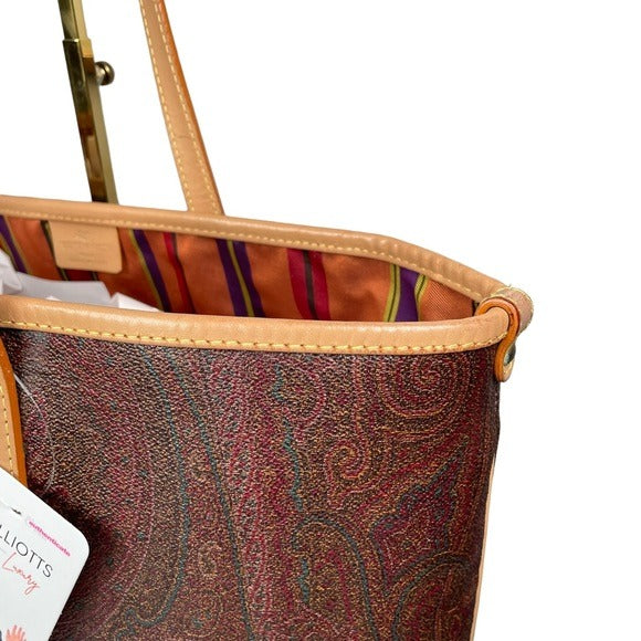 Etro Paisley XL Coated Canvas Natural Leather Neverfull Carry-All Tote
