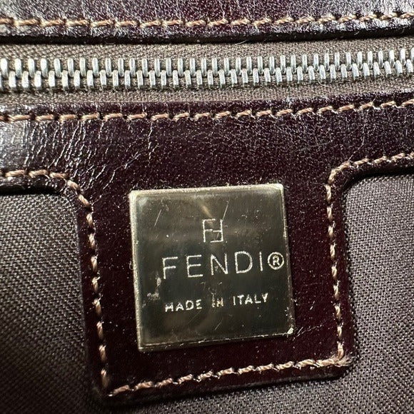 Fendi Baguette Pink Beaded Flap Silver Brown Leather Shoulder Purse