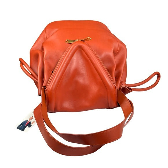 Bottega Vegan Pumkpin Spice Orange Large Hobo Beek Style Bag Dual Zip Front Bag Purse