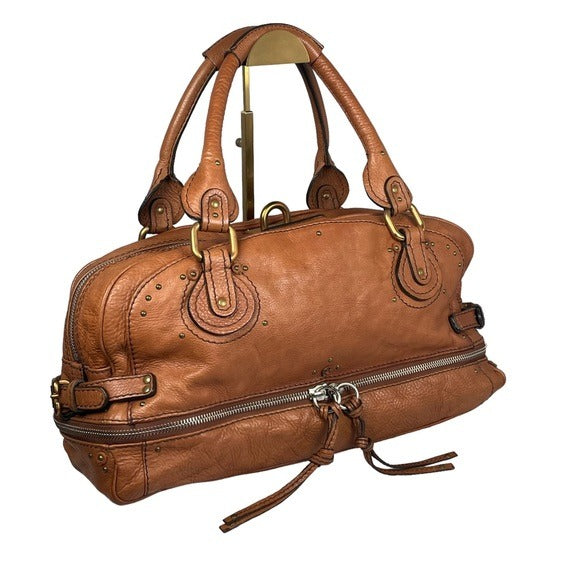 Chloe Chestnut XL Paddington Boston Duffel Under Carriage Leather