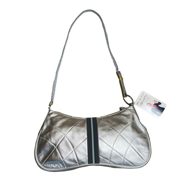 Prada Tri Color Way Silver Blue Green BowTie Quilted Shoulder Metallic Z…