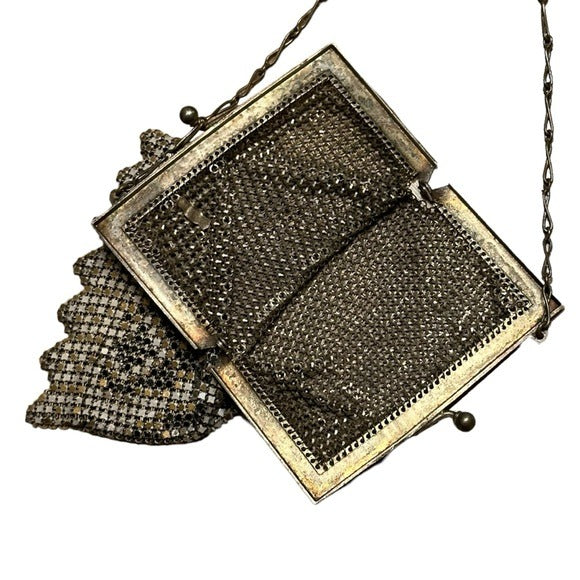 Whiting & Davis Mini Metal Mesh Silver Plated Kiss-Lock