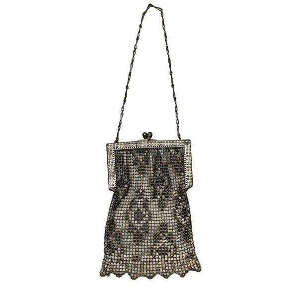 Whiting & Davis Mini Metal Mesh Silver Plated Kiss-Lock