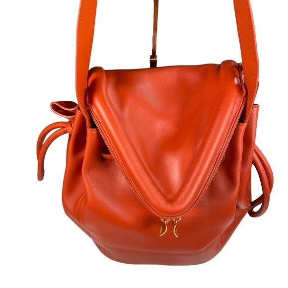 Bottega Vegan Pumkpin Spice Orange Large Hobo Beek Style Bag Dual Zip Front Bag Purse