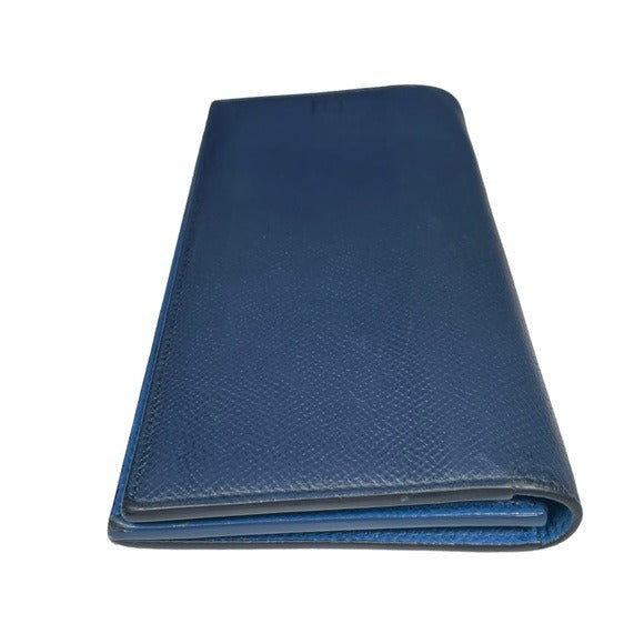 Dunhill Two Tone Blue Saffiano Leather Black Bi-Fold Ling Wallet