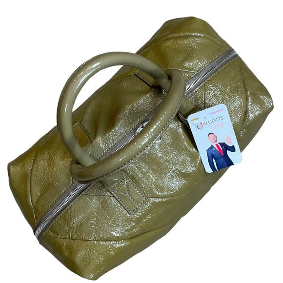 Yves Saint Laurent YSL Muse Patent Leather Avocado Hombre Boston Travel Tote