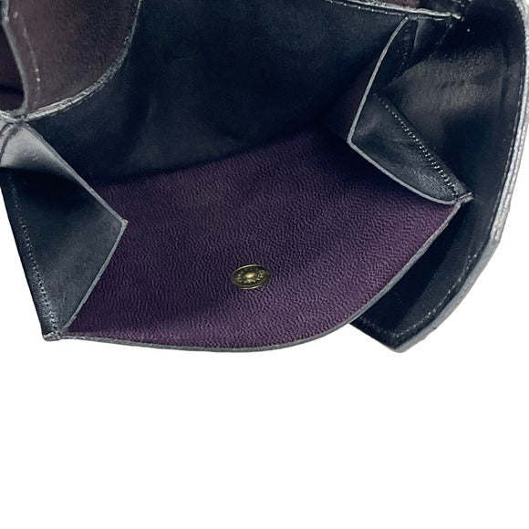 Valentino Garavani Black Brown Compact Snappy Tri-Fold Wallet