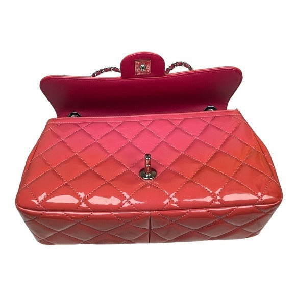 Chanel CC Classique Pink Coral Magenta Silver Hombre Leather Flap Quilted Purse