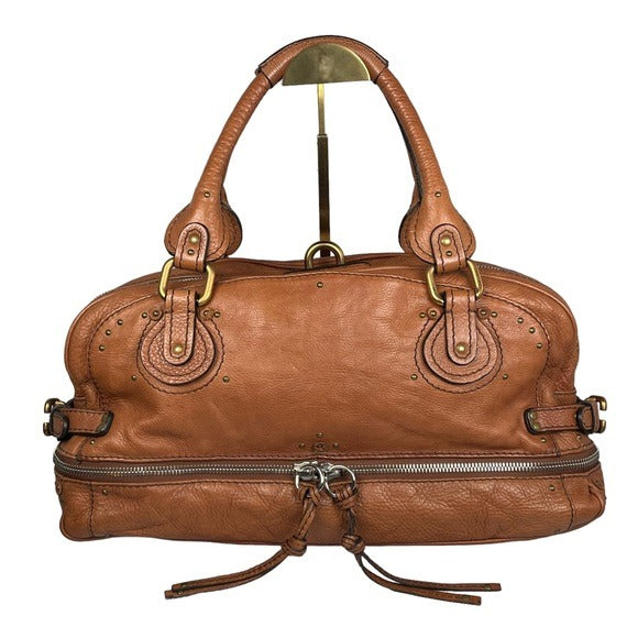 Chloe Chestnut XL Paddington Boston Duffel Under Carriage Leather
