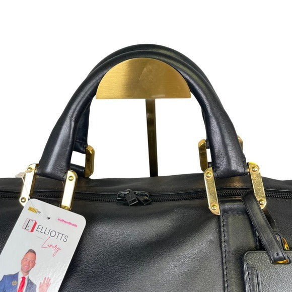 Loewe Leather Black Gold Zip Large Boston Duffel Keepall 50 Handle Travel Bag