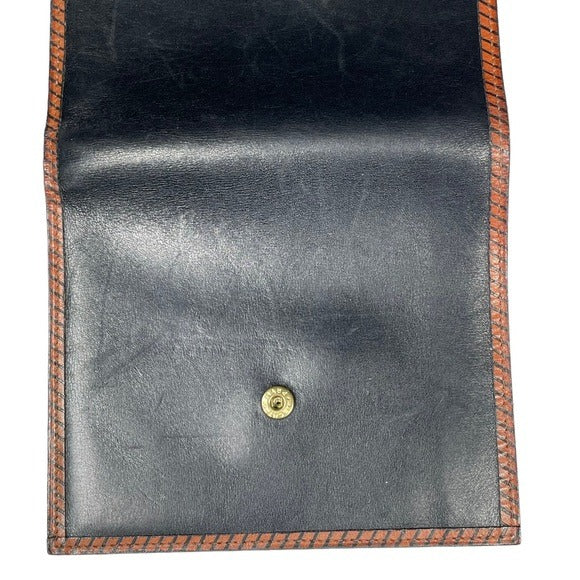 Valentino Garavani Black Brown Compact Snappy Tri-Fold Wallet