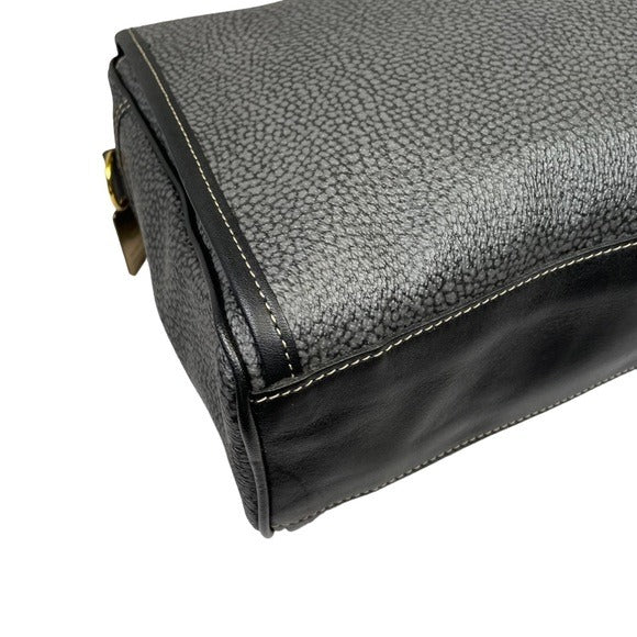 Borbonese Black Leather PVC Crossbody Business Crossbody Medium Bag Tote Purse