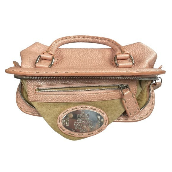 Fendi Pearlescent Pink Leather Mini Selleria Sterling Silver Hardware Zip Purse