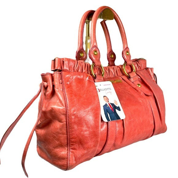Miu Miu Watermelon Leather Crossbody Two-Way Goldtone Shoulder Purse