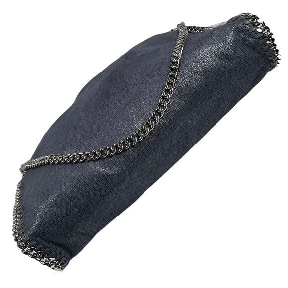 Stella McCartney Vegan Midnight Blue Metallic Chain Large Shoulder Purse Hobo