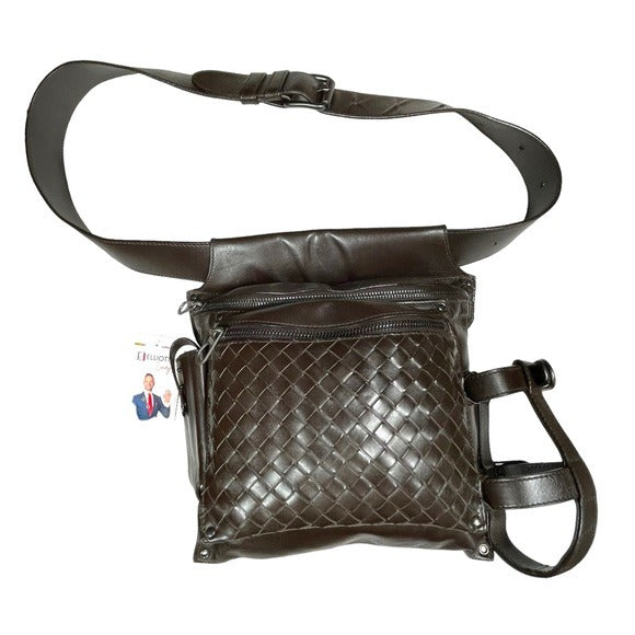Bottega Veneta Bum Sling Pack Fanny Belt Leather Woven Multi Pocket Holder Bag