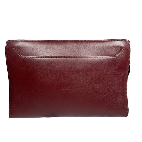 Cartier Burgundy Gold Corners Leather Zippy Evening Clutch