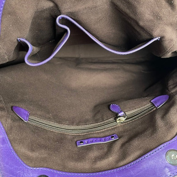 Celine Purple Large Satchel Leather Geo Swirl Abstract Pattern Shoulder Bag