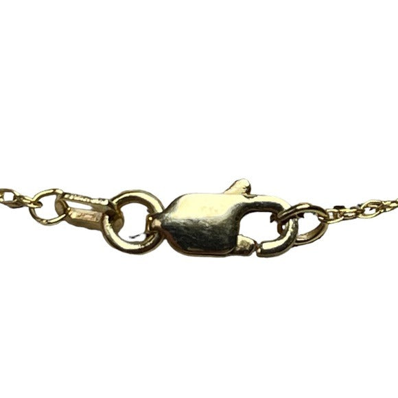 Emerald Double Heart Pendent Necklace Lobster Claw 14K Gold Round Cut 18” 1”