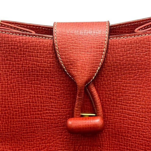 Loewe Pastel Red Pebbled Kelly Sport Style Turn Lock Closure Crossbody Purse