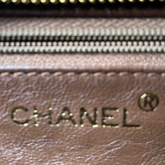 Chanel Quilted CC Dual Handle 24K Plated Sandstone Lambskin Shoulder Pur…