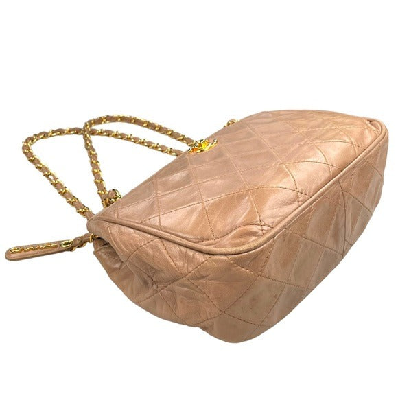 Chanel Quilted CC Dual Handle 24K Plated Sandstone Lambskin Shoulder Pur…
