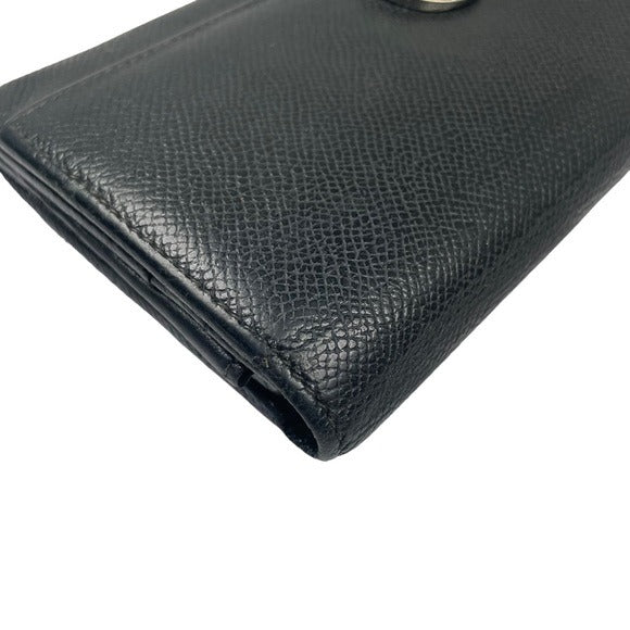 BVLGARI Black Blue Clip Snap Saffiano Leather Long Organizer Wallet