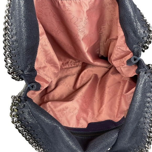 Stella McCartney Vegan Midnight Blue Metallic Chain Large Shoulder Purse Hobo