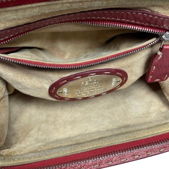 Fendi Metallic Blush Leather Mini Selleria Sterling Silver Hardware Zippy Purse