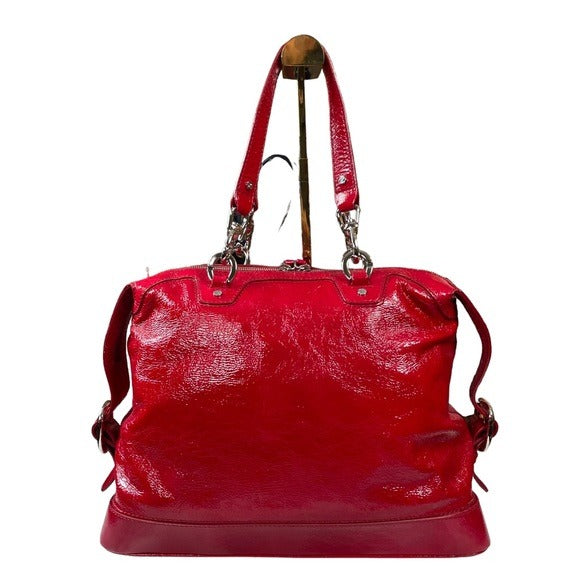 Celine Patent Leather Silver-hardware Bucket Satchel Shoulder Purse Zip Tote