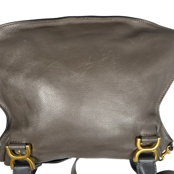 Chloe Grey Medium Satchel Wrapped Leather Handle Zip Flap Crossbody Shoulder Bag