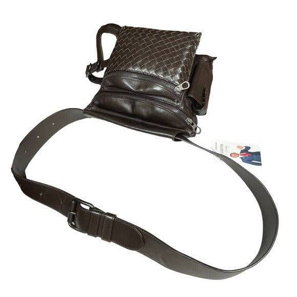 Bottega Veneta Bum Sling Pack Fanny Belt Leather Woven Multi Pocket Holder Bag