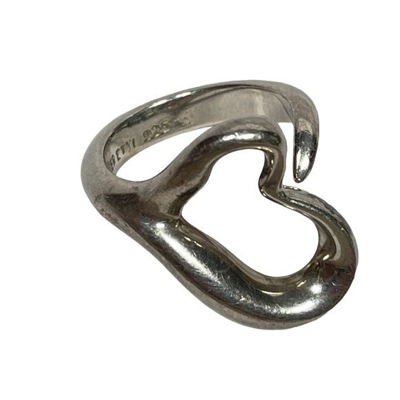 Tiffany & Co. Sterling Silver 925 Elsa Classic Peretti Open Heart Pinky Ring 4