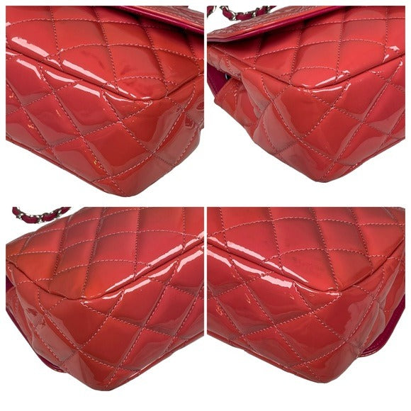 Chanel CC Classique Pink Coral Magenta Silver Hombre Leather Flap Quilted Purse