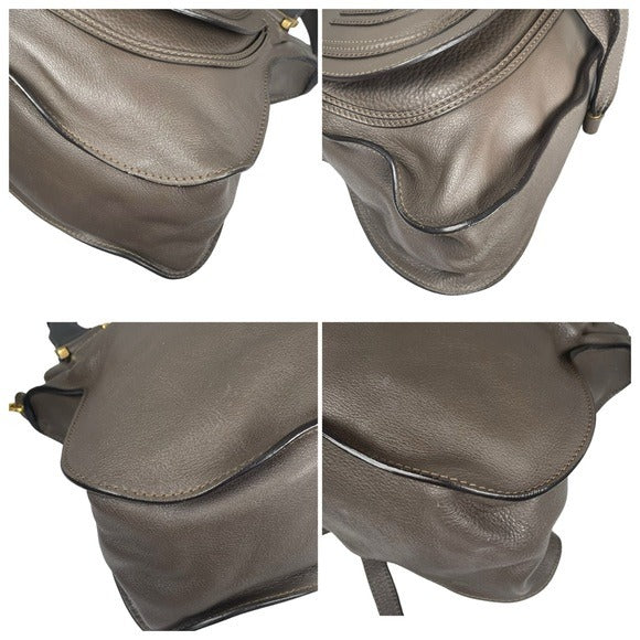 Chloe Grey Medium Satchel Wrapped Leather Handle Zip Flap Crossbody Shoulder Bag