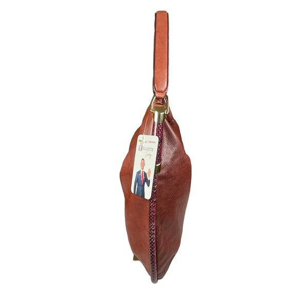 Jimmy Choo Python Trim Leather Blush Magenta Trim Hobo Shoulder Leather Purse