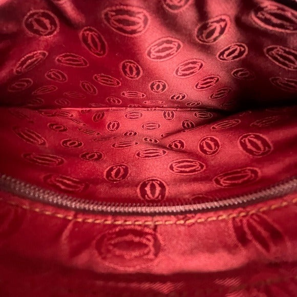 Cartier Burgundy Gold Corners Leather Zippy Evening Clutch